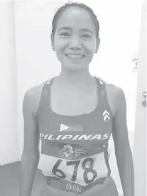  ?? SunStar file photo ?? TARGET. Mary Joy Tabal hopes to break her own record when she defends her women’s title in the Milo marathon national finals.