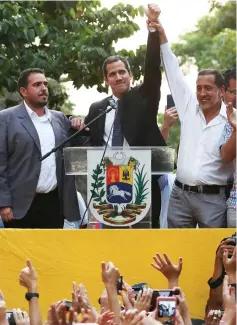  ??  ?? Guaido speaking to supporters at an event in Caracas, Venezuela,. — Reuters photo