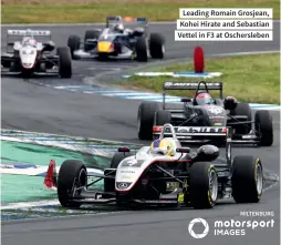  ??  ?? Leading Romain Grosjean, Kohei Hirate and Sebastian Vettel in F3 at Oschersleb­en