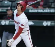  ??  ?? Robert Moore hit .283 with 53 RBI and 59 runs while banging out a team-leading 16 of the Razorbacks’ school-record 109 home runs. (NWA Democrat-Gazette/Andy Shupe)