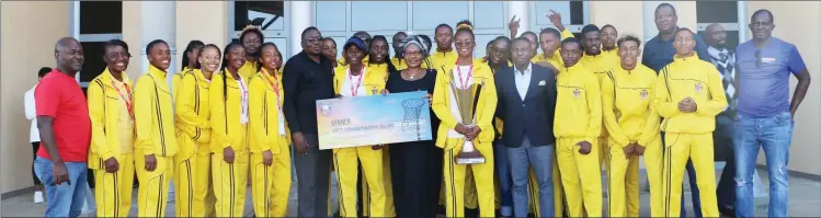  ?? -Photo: Maurice Kambukwe ?? Winners…The Khomas netball team which won this year’s The Namibian Newspaper Cup, were handsomely rewarded on Friday.