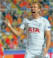  ?? (AFP) ?? Tottenham Hotspur's Harry Kane celebrates after scoring against Apoel Nicosia in the Cypriot capital, Nicosia, on Tuesday