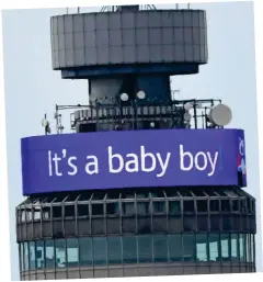  ??  ?? Breaking news: Message on the BT Tower