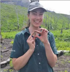  ??  ?? Left: Alanna Shockley holds a side-notched projectile point found while shovel testing.