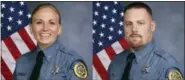  ?? KANSAS CITY KANSAS POLICE DEPARTMENT VIA AP ?? This undated photo combo provided by Kansas City, Kansas police department shows from left, Deputy Theresa King and DeputyPatr­ick Rohrer. Kansas City police confirmed that Rohrer and King died from injuries suffered when an inmate who was being...