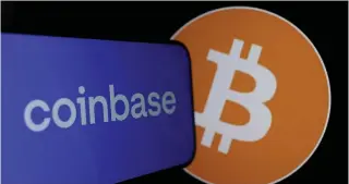  ?? AFP PHOTO ?? ON A ROLL
In this photo illustrati­on, the Coinbase and Bitcoin logos are displayed on a phone screen on Thursday, Feb. 15, 2024, in San Anselmo, California. Bitcoin’s fortunes are getting better as it is expected to keep rising after reaching a record-high $52,749.
