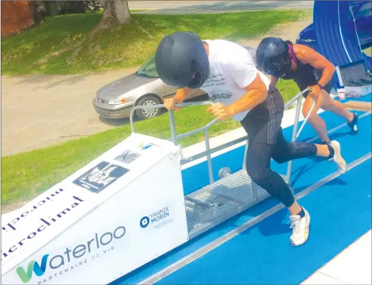  ?? COURTESY ?? The practice sled used on the push track in Waterloo is designed to emulate the experience of pushing a competitio­n sled while leaving space open for the athletes and trainers to more easily to check form and position in training.