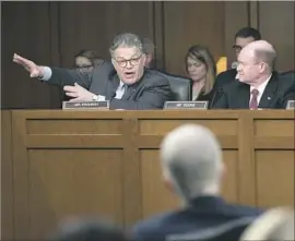  ?? Michael Reynolds European Pressphoto Agency ?? SEN. AL FRANKEN (D-Minn.) questions Supreme Court nominee Neil M. Gorsuch during his second day of hearings before the Judiciary Committee.