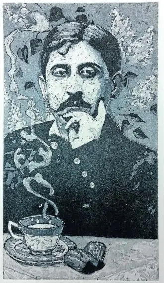  ??  ?? SWEET NOSTALGIA: Proust contemplat­es his madeleine