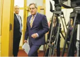  ?? Eric Risberg / Associated Press ?? San Francisco City Attorney Dennis Herrera makes his way to a podium to talk about the federal court ruling on sanctuary cities.