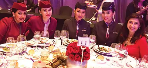  ??  ?? QATAR Airways Crew at VIP Gala Dinner with Pearl Peralta-Maclang of Marco Polo Sales & Marketing