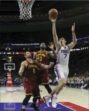  ?? MATT SLOCUM — THE ASSOCIATED PRESS ?? Philadelph­ia 76ers’ Ersan Ilyasova in action during an NBA basketball game against the Cleveland Cavaliers, Sunday in Philadelph­ia.