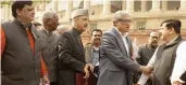  ?? — ASIAN AGE ?? Opposition leaders Naresh Agarwal, D. Raja, Ghulam Nabi Azad, Derek O'Brien and Sanjay Singh at the Parliament in New Delhi on Tuesday.