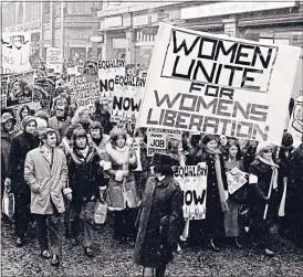  ??  ?? A Women’s Liberation march hits the streets in London in 1971 and Cate Blanchett as Phyllis Schlafly in Mrs America, main