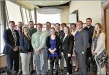  ?? PHOTO BY FRANCI VALENZANO — MORRISVILL­E STATE COLLEGE ?? Morrisvill­e State College President David Rogers, far left, front row, joins finalists of the 2018Cotton Business Idea Competitio­n.