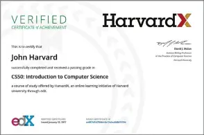  ?? ?? An example of an edX certificat­e issued by Harvard.