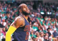  ?? ELSA / GETTY IMAGES / AFP ?? LeBron James of the Cleveland Cavaliers during Game 5 of the NBA Eastern Conference final against the Boston Celtics on May 25. The 32-year-old’s record-breaking feats have cemented his status as one of the all-time greats.