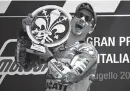  ??  ?? Jorge Lorenzo celebrates on the podium after winning the Italian Grand Prix. — Reuters