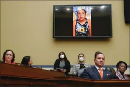  ?? ANDREW HARNIK — THE ASSOCIATED PRESS ?? Miah Cerrillo, a fourth-grade student at Robb Elementary School in Uvalde, Texas, and survivor of the mass shooting, appears on a screen during a House Committee on Oversight and Reform hearing on gun violence on Capitol Hill in Washington on Wednesday.