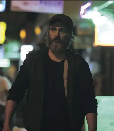  ?? ELEVATION PICTURES ?? Joaquin Phoenix stars in You Were Never Really Here, a film with a violent plot and interior point of view that pushes the audience away at every turn.