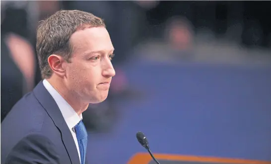  ?? Jim watson/aFP ?? El CEO de Facebook, durante su declaració­n ante el Senado norteameri­cano