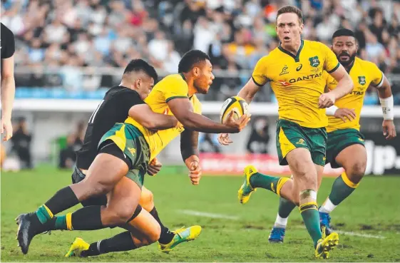  ?? Picture: AFP ?? The return of Samu Kerevi was a positive as the Wallabies again went down to New Zealand in the third Bledisloe Cup match in Yokohama.