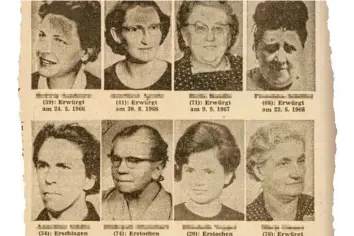  ?? Foto: Repro AZ ?? Erstochen, erschlagen und erwürgt: In Augsburg und Umgebung wurden ab 1966 innerhalb von neun Jahren 14 Frauen getötet. Die Fälle sind bis heute ungeklärt.