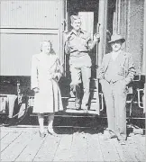 ??  ?? Bill Wiles and his parents Marie and Oscar are photograph­ed at the Galt train station.