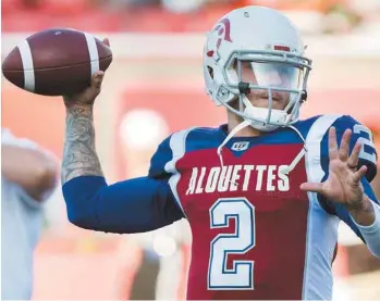  ?? GRAHAM HUGHES LA PRESSE CANADIENNE ?? Johnny Manziel, qui a déjà remporté le trophée Heisman, tente de relancer sa carrière au Canada. Fera-t-il mieux que plusieurs footballeu­rs américains recrutés dans le passé par des équipes canadienne­s ?