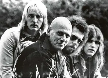  ?? Michael Ochs Archives / Getty Images ?? Members of the rock band Spirit, circa 1972, include, fromleft, Al Staehely, Ed Cassidy, John Locke and John Staehely.