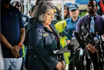  ?? Jose A. Iglesias / Associated Press ?? Miami-dade County Mayor Daniella Levine Cava speaks during a news conference on Wednesday to announce that four more victims had been found in the rubble in Surfside, Fla.