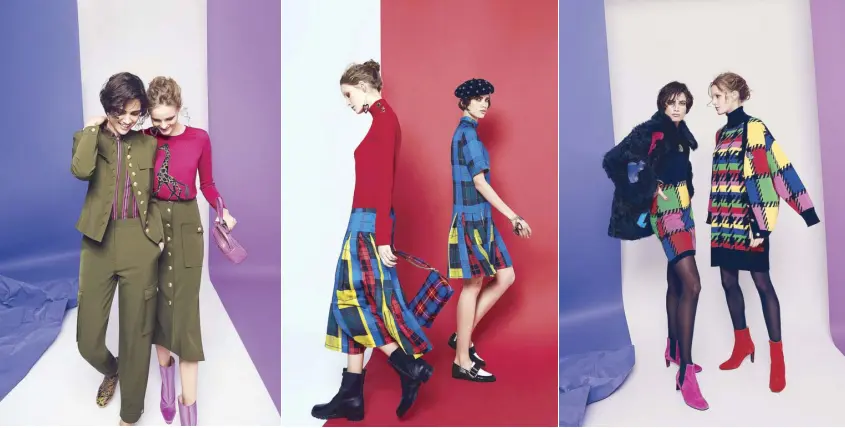  ??  ?? Escada Sport delivers a more direct and youthful translatio­n by Niall Sloan brand. The collection showcases Escada’s classic heritage themes, including the logo, hearts, tartan and gem detailing.