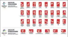  ?? ?? Beijing releases the 2022 Winter Games’ official sports pictograms, covering all the medal events across seven sports, on Dec 31, 2020.