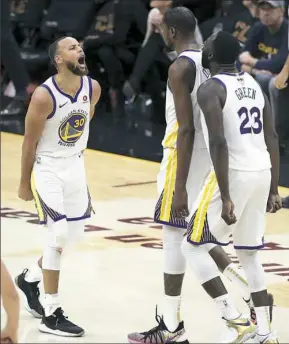  ?? Carlos Osorio/Associated Press ?? Cleveland has been overmatche­d by, from left, Stephen Curry, Kevin Durant and Draymond Green and Klay Thompson, not pictured.
