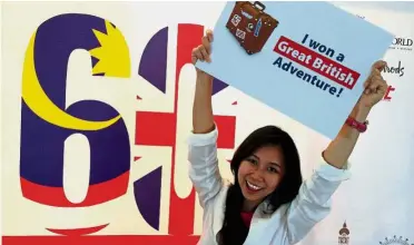  ??  ?? Feeling elated: Phoenix celebratin­g after being announced as the #MYUK60: A Great British Adventure winner in Kuala Lumpur.