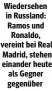  ??  ?? Wiedersehe­n in Russland: Ramos und Ronaldo, vereint bei Real Madrid, stehen einander heute als Gegner gegenüber