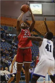  ??  ?? AP/JOSEPH C. GARZA Charles Bassey of Western Kentucky is a 6-11 freshman who is averaging 13.8 points and 9.6 rebounds per game for the Hilltopper­s, who are 4-4 on the season.