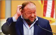  ?? Tyler Sizemore / Hearst Connecticu­t Media ?? Infowars founder Alex Jones takes the witness stand to testify at the Sandy Hook defamation damages trial in state Superior Court in Waterbury on Sept. 22.