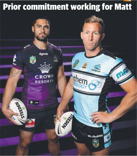  ?? Picture: GREGG PORTEOUS ?? The Storm's Jesse Bromwich and the Sharks’ Matt Prior are all set to clash in tomorrow’s grand final.