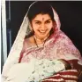  ?? ?? With new-born son Abhimanyu in 1990 after a darshan at the mandir in Vile Parle