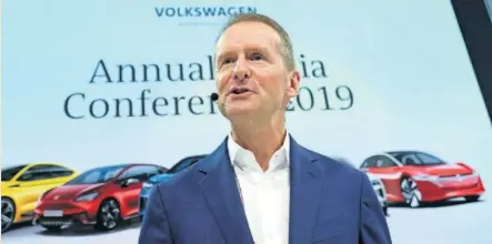  ?? GETTY IMAGES ?? Herbert Diess, CEO de la automovilí­stica alemana Volkswagen.