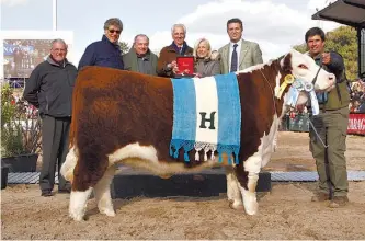  ??  ?? Pasión 2. Su cabaña Los Murmullos obtuvo varios premios en La Rural de Palermo. Aquí, con la gran campeona hembra de la raza Hereford que obtuvo el año pasado junto a Horacio La Valle.