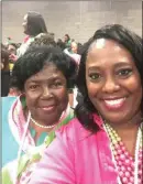  ??  ?? Right: Roby Moran and Sonja Smith take a selfie during the Boule, the National Biennial meeting of their sorority held July 9-14 in Atlanta.