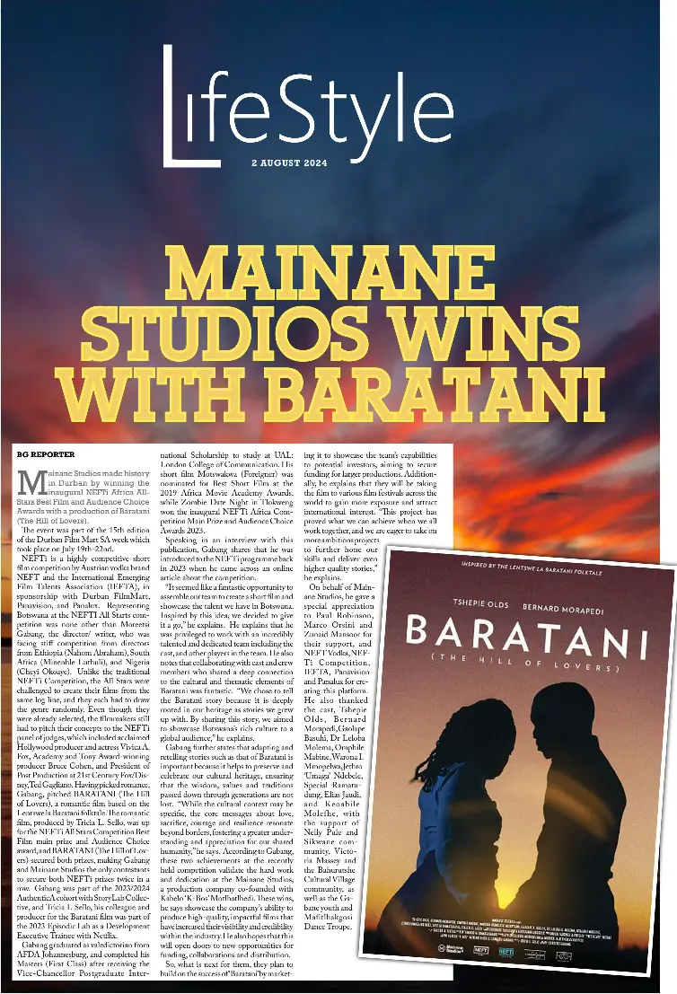 MAINANE STUDIOS WINS WITH BARATANI - PressReader
