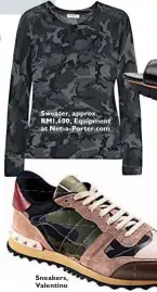  ??  ?? Sweater, approx. RM1,600, Equipment at Net-a- Porter.com Sneakers, Valentino