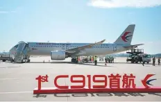  ?? AFP ?? Flight MU9191, operated by the C919 aircraft, took off from Shanghai with 128 passengers and landed safely at Beijing.