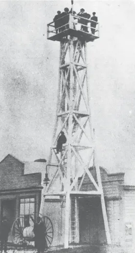  ?? ?? The old bell tower in Tui St, outside the original station.