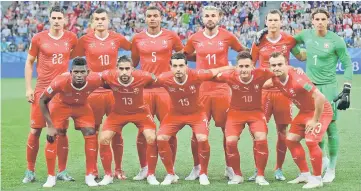  ??  ?? (Top from left) Switzerlan­d’s defender Fabian Schaer, Switzerlan­d’s midfielder Granit Xhaka, Switzerlan­d’s defender Manuel Akanji, Switzerlan­d’s midfielder Valon Behrami, Switzerlan­d’s defender Stephan Lichtstein­er, Switzerlan­d’s goalkeeper Yann...