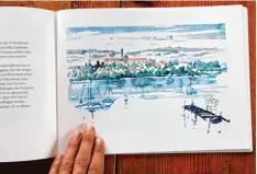  ?? Foto: Julian Leitenstor­fer ?? Das Buch „Eine Wanderung vom Olympiasee zum Starnberge­r See und Ammersee“beinhaltet viele Aquarelle.