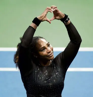  ?? PHOTOS: GETTY IMAGE, US TODAY SPORTS ?? So long, Serena . . . American great Serena Williams, winner of 23 grand slam titles, bows out of the US Open and the game itself in New York, beaten in three sets by Australian Ajla Tomljanovi­c on Saturday. Right: Williams gestures to the crowd after her loss.